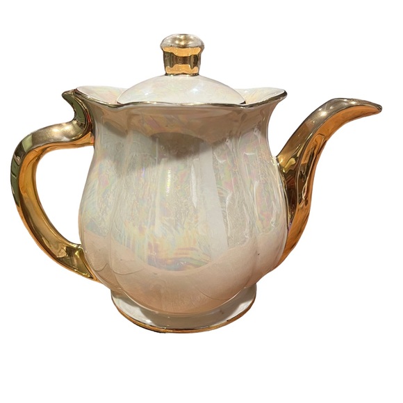Vintage Pearl-22KT Gold Hand Crafted Tea Pot Porcelain Made in US, Iridescent - Picture 3 of 8